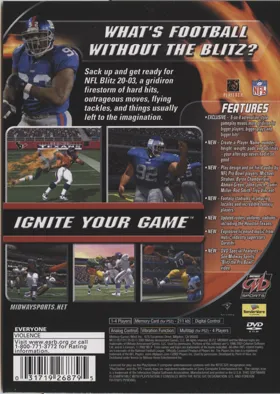 NFL Blitz 2003 box cover back